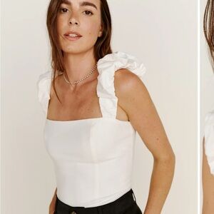 Reformation Elouise Top Cream Ruffled Women's Blouse